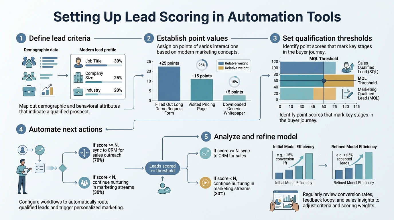 Setting Up Lead Scoring in Automation Tools infographic