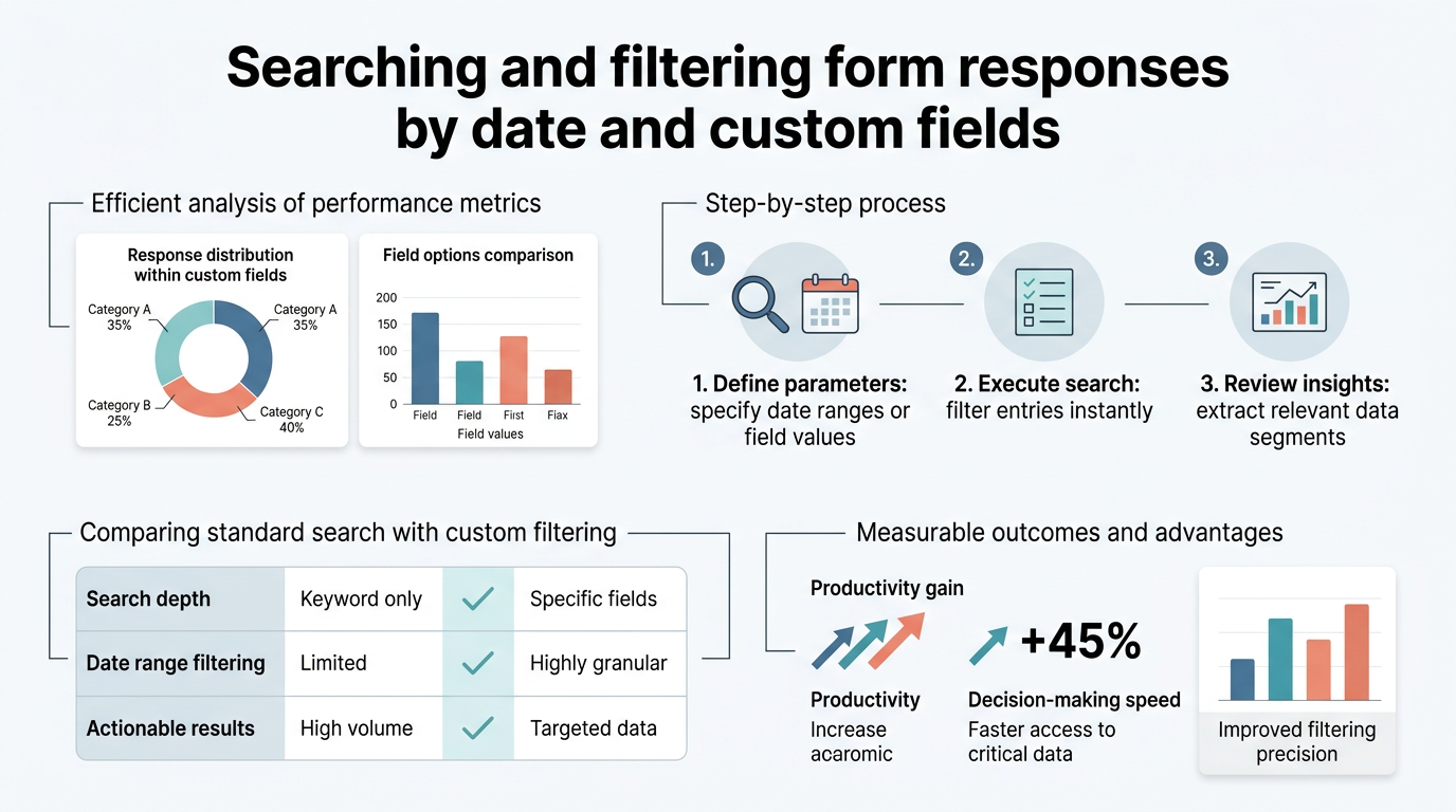 Searching and Filtering Form Responses by Date and Custom Fields infographic