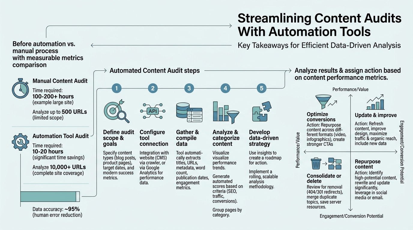 Streamlining Content Audits With Automation Tools infographic