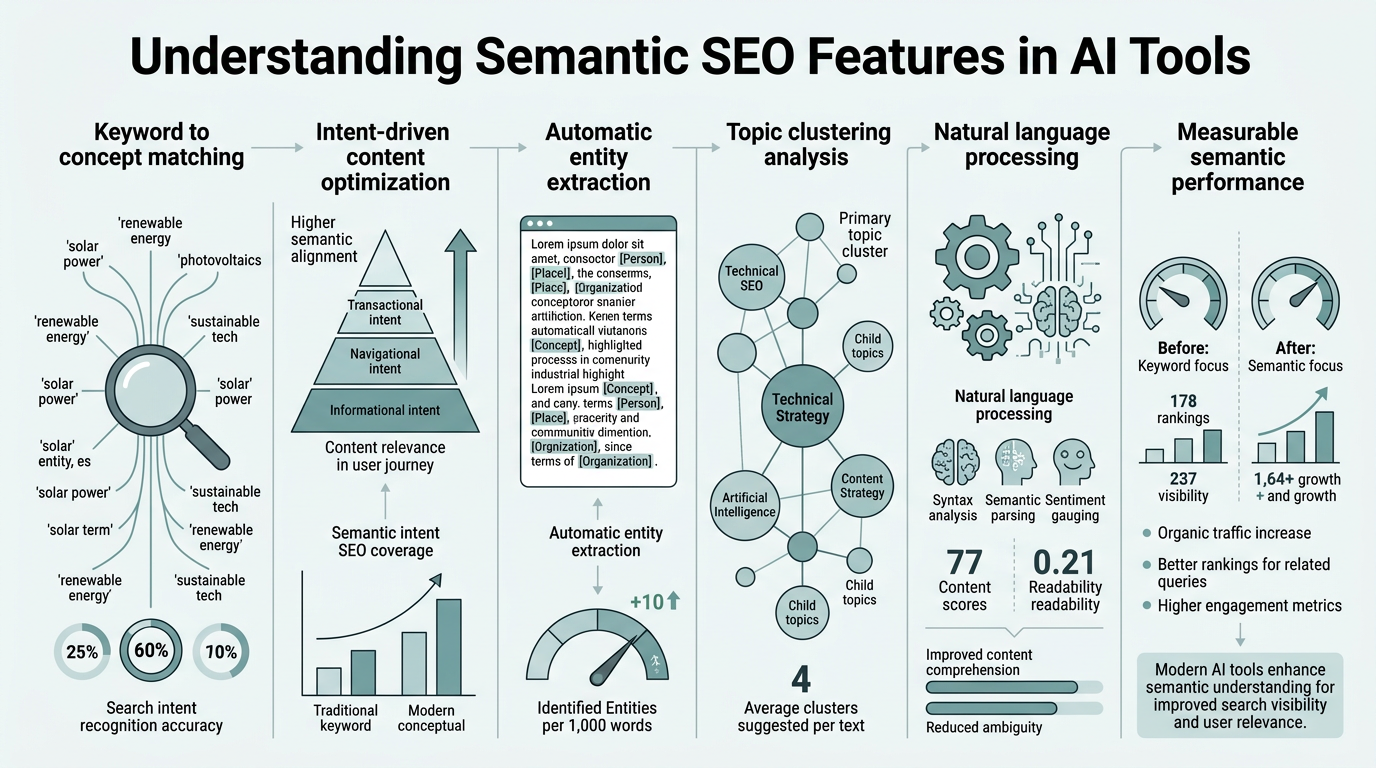 Understanding Semantic SEO Features in AI Tools infographic