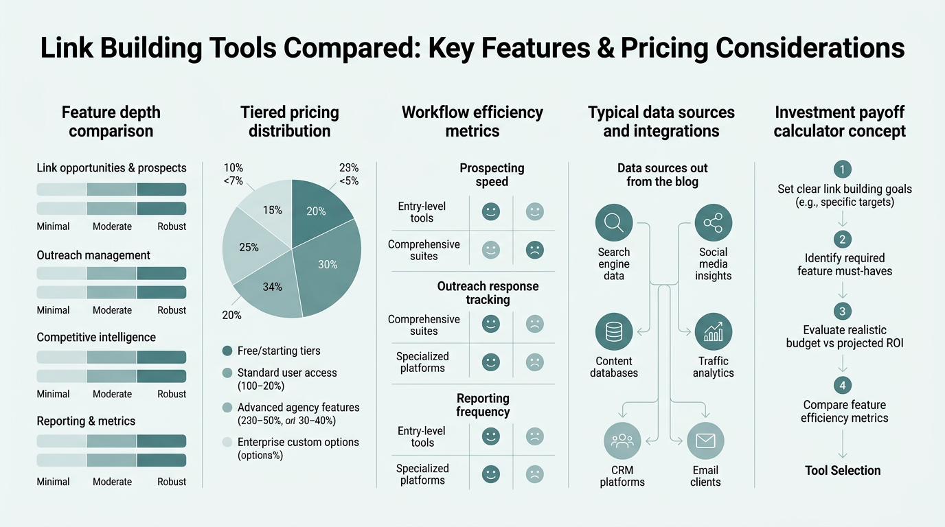 Link Building Tools Compared: Features & Pricing infographic
