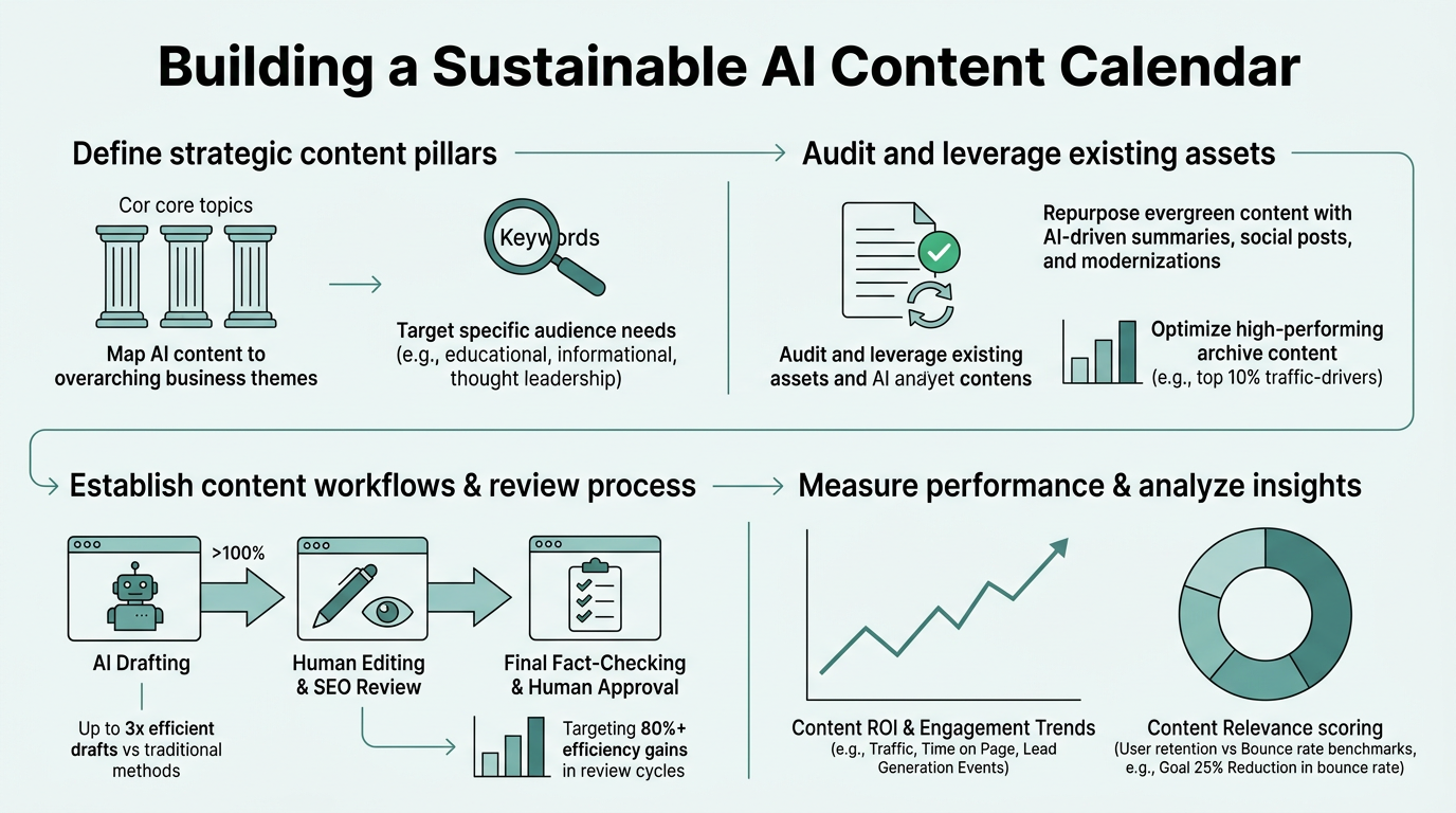 Building a Sustainable AI Content Calendar infographic