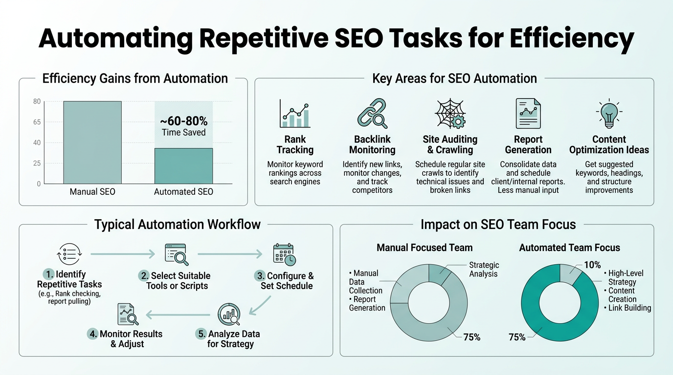 Automating Repetitive SEO Tasks for Efficiency infographic