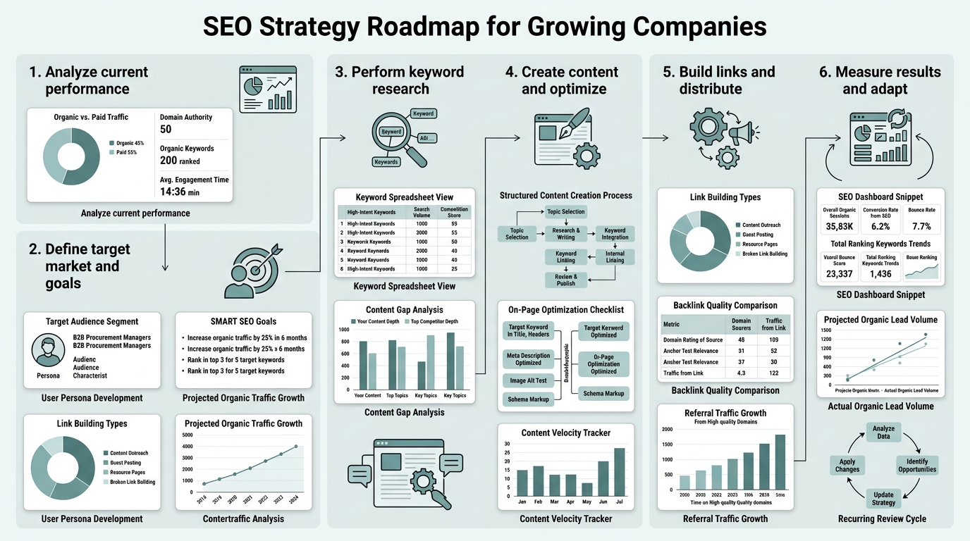SEO Strategy Roadmap for Growing Companies infographic