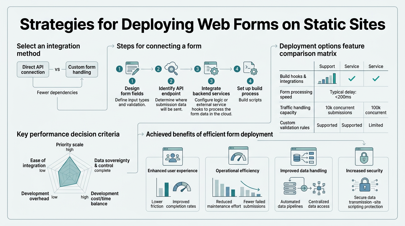 Deploying Forms on Vercel, Netlify, and GitHub Pages infographic