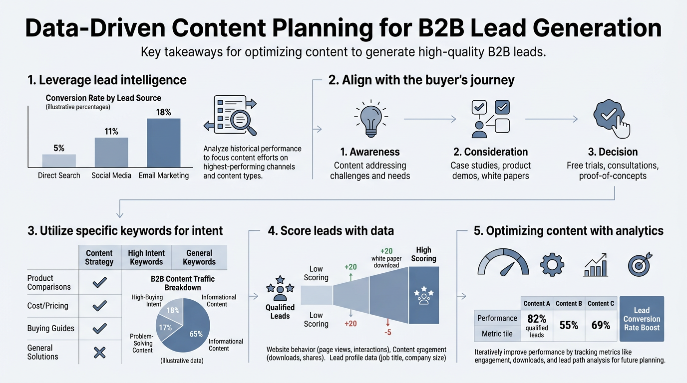 Data-Driven Content Planning for B2B Lead Generation infographic