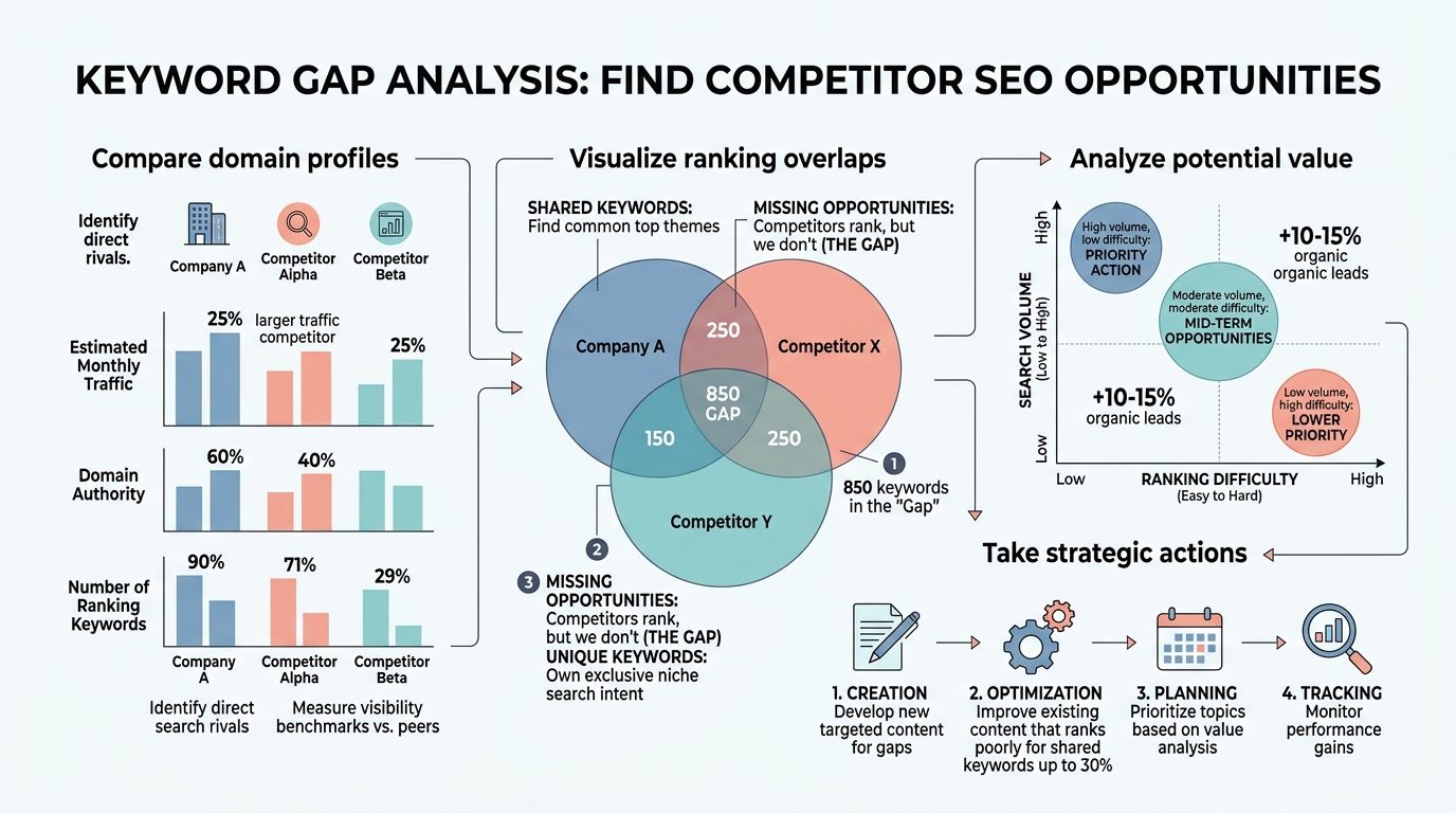Keyword Gap Analysis: Find Competitor SEO Opportunities infographic