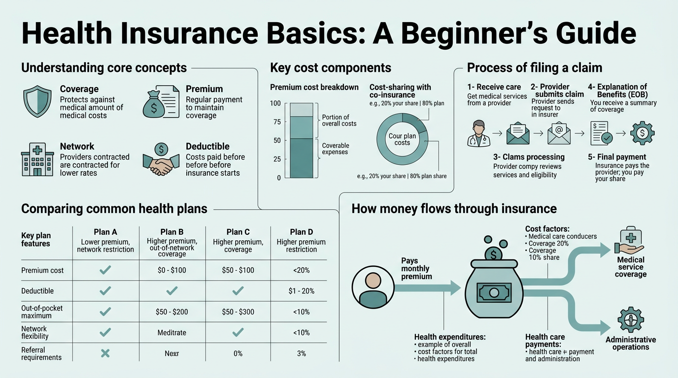 Health Insurance Basics: A Beginner's Guide infographic