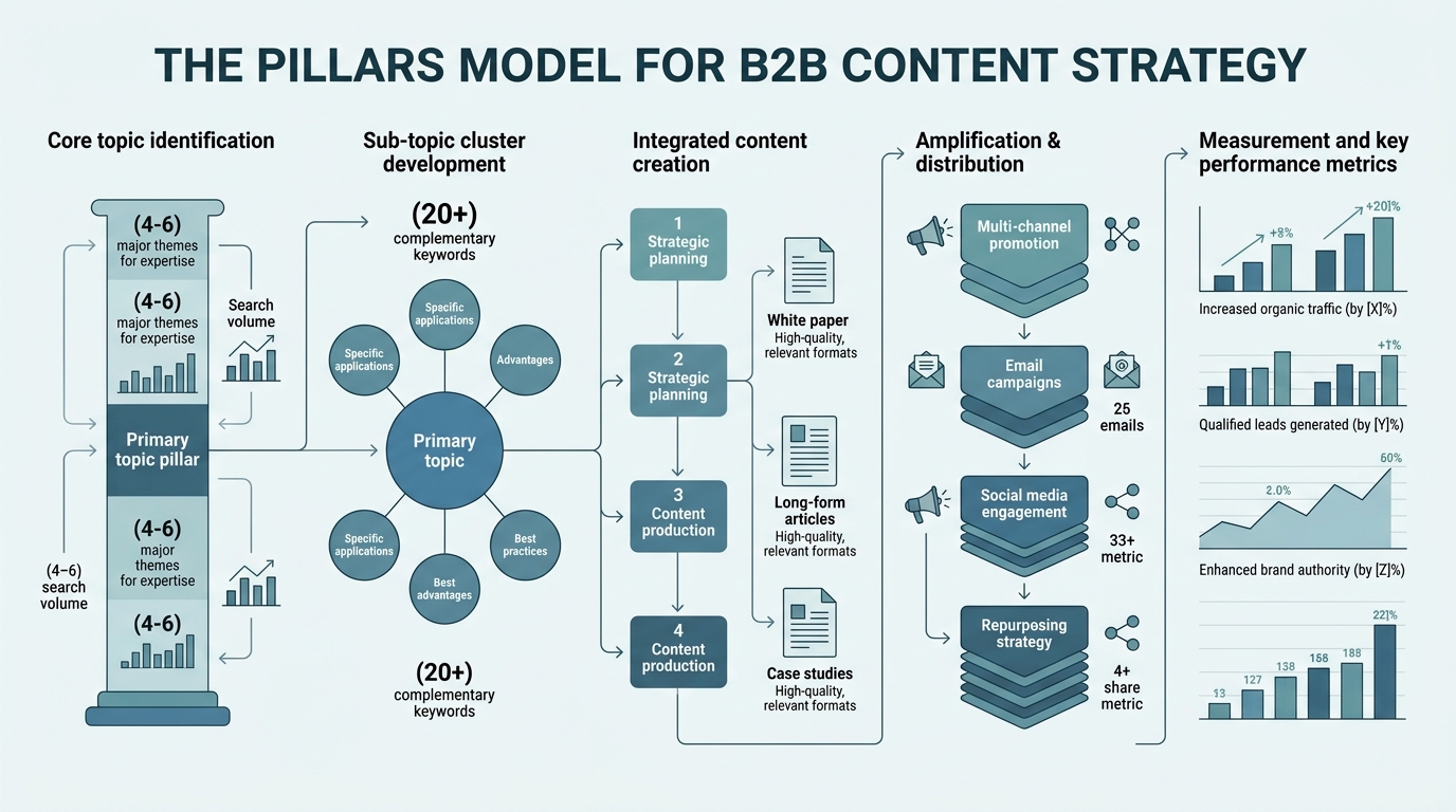 The Pillars Model for B2B Content Strategy infographic