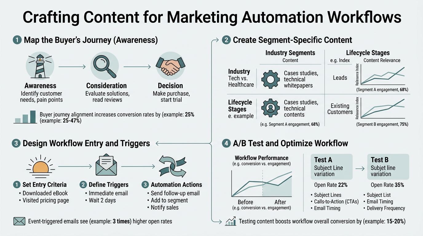 Crafting Content for Marketing Automation Workflows infographic