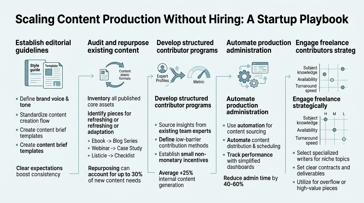 Scaling Content Production Without Hiring: A Startup Playbook infographic