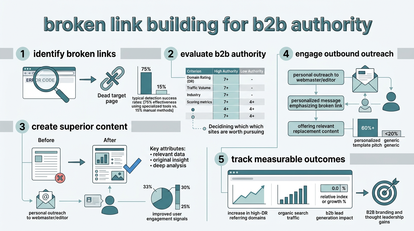 Broken Link Building for B2B Authority infographic