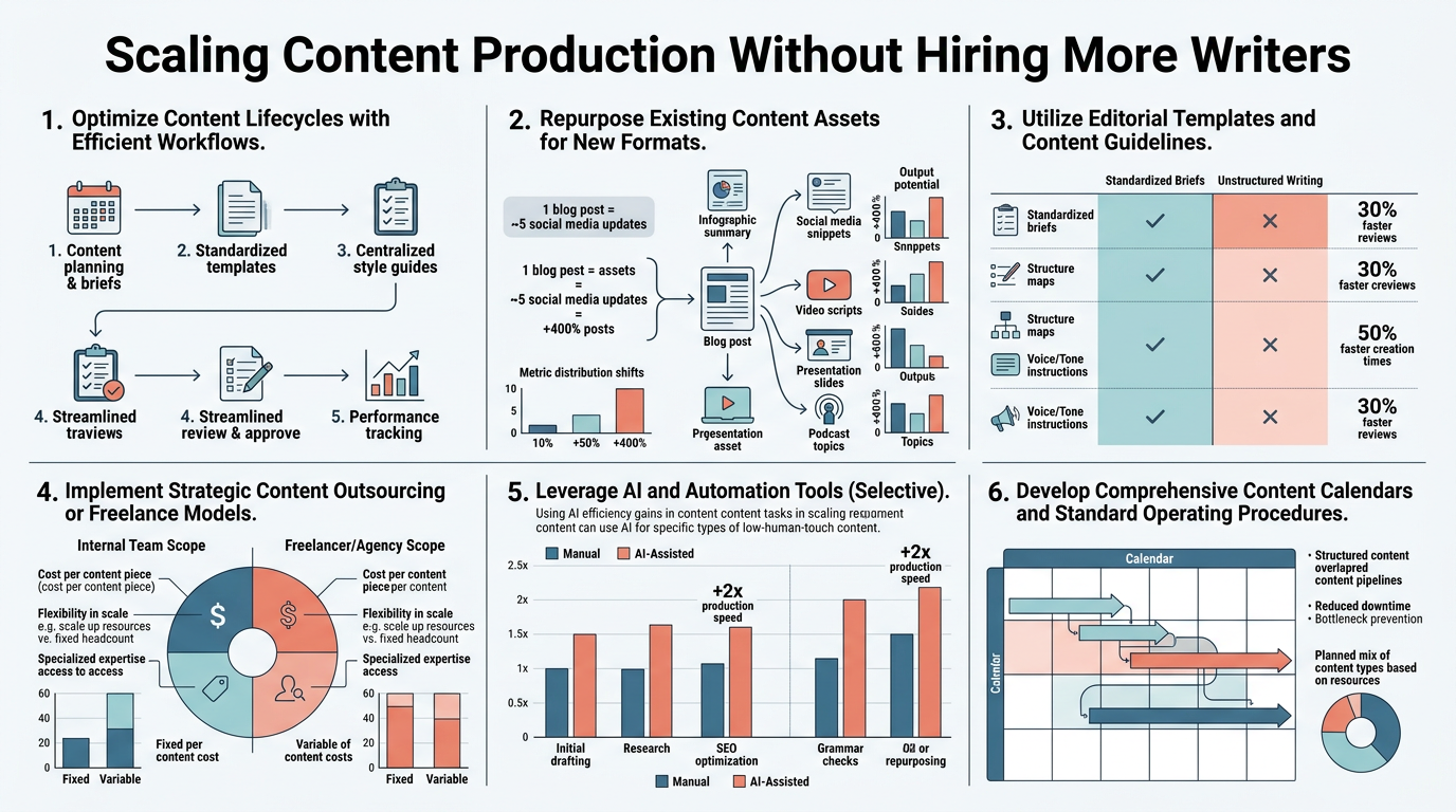 Scaling Content Production Without Hiring More Writers infographic