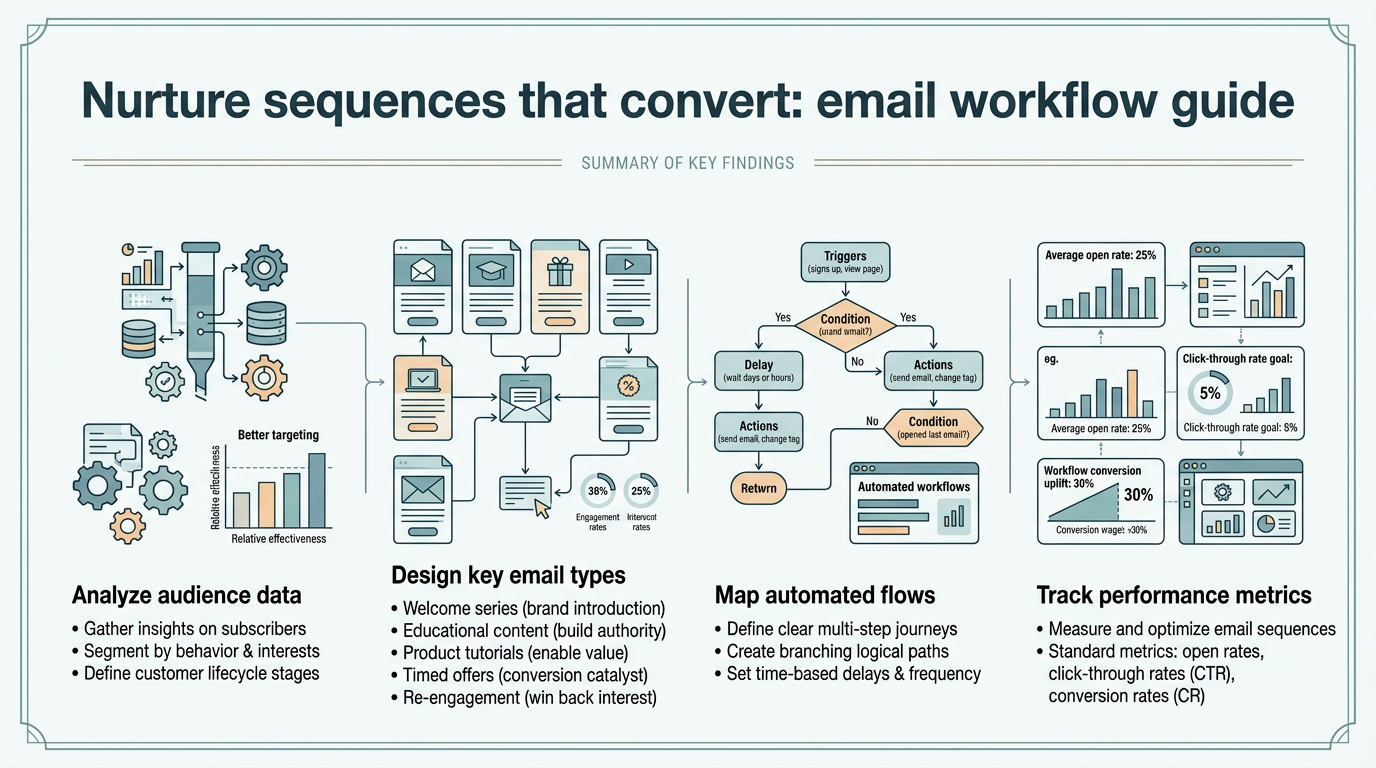 Nurture Sequences That Convert: Email Workflow Guide infographic