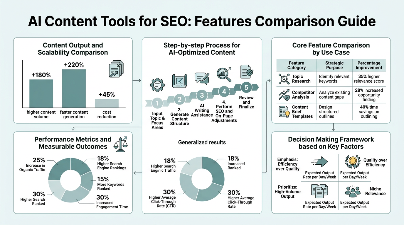 AI Content Tools for SEO: Features Comparison Guide infographic
