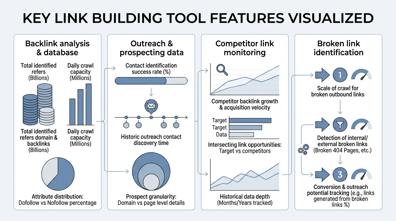 Semrush vs Ahrefs: Link Building Features infographic