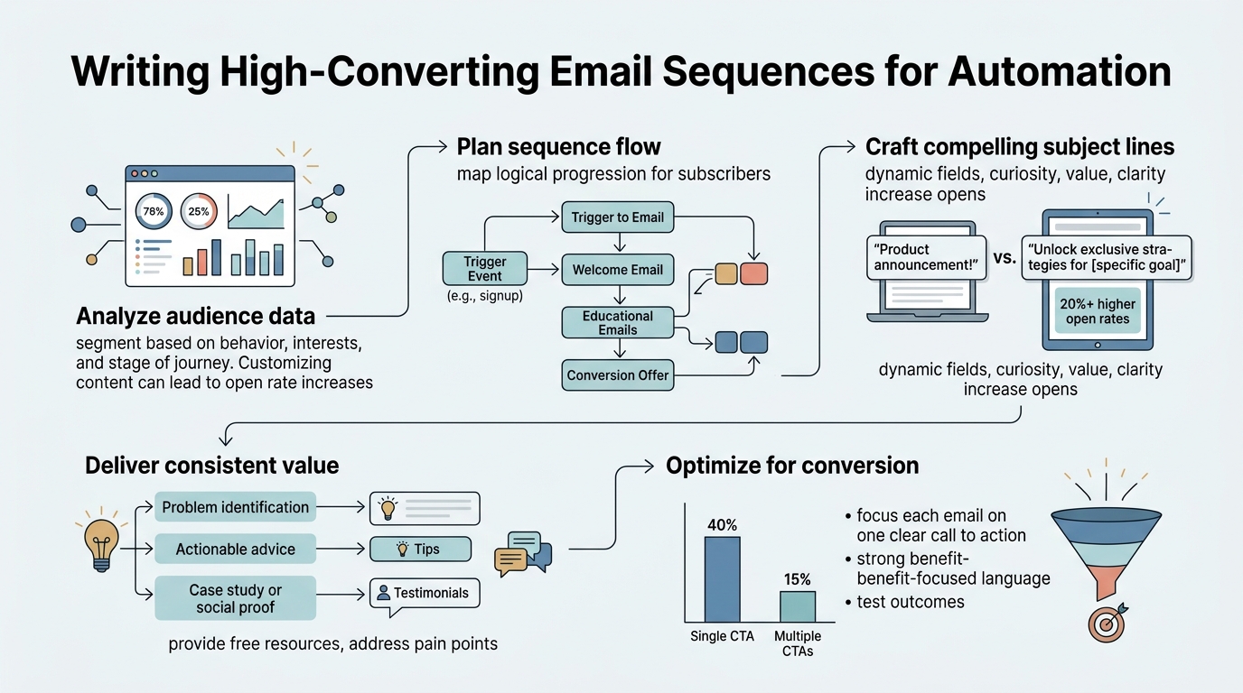 Writing High-Converting Email Sequences for Automation infographic