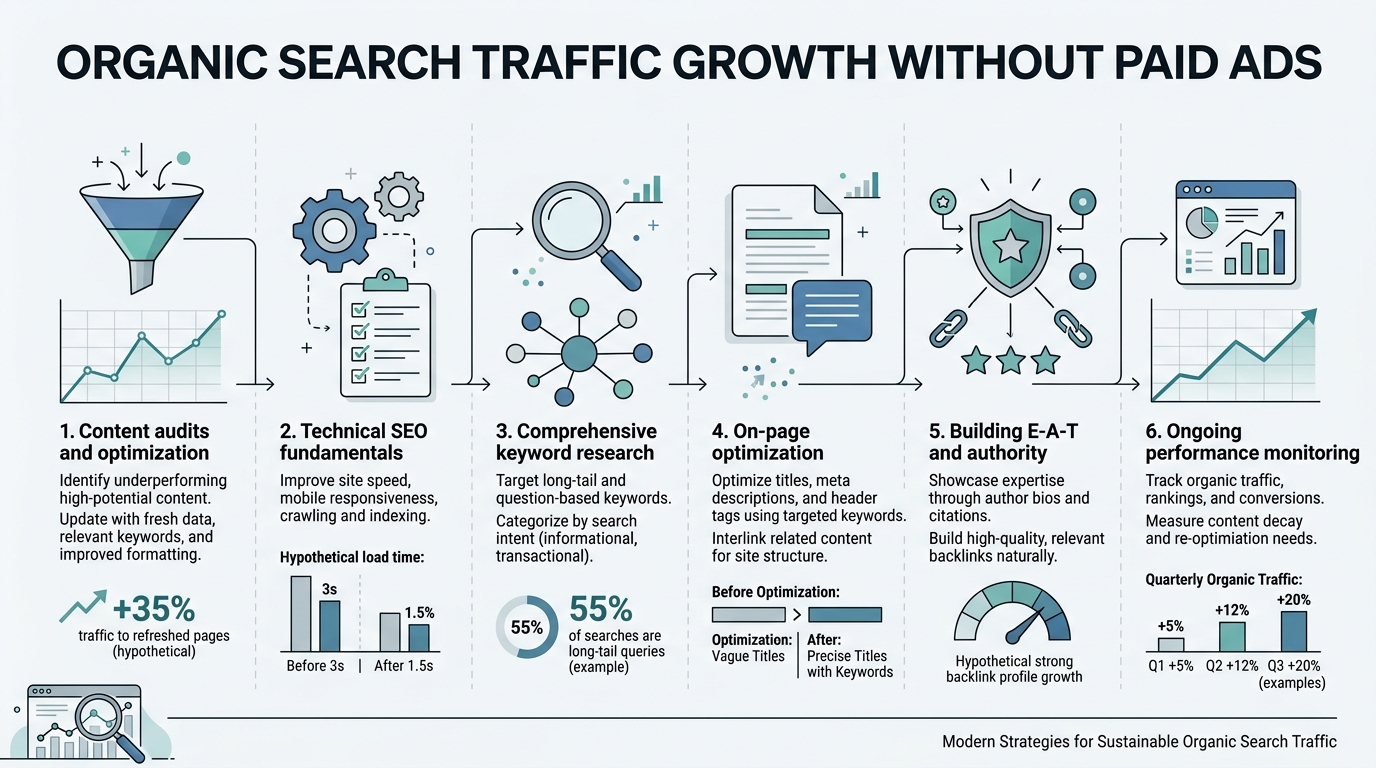 Organic Search Traffic Growth Without Paid Ads infographic