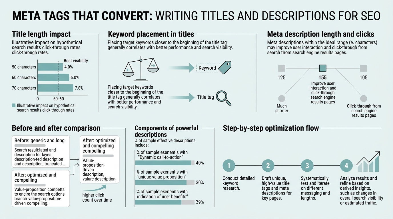 Meta Tags That Convert: Writing Titles and Descriptions for SEO infographic