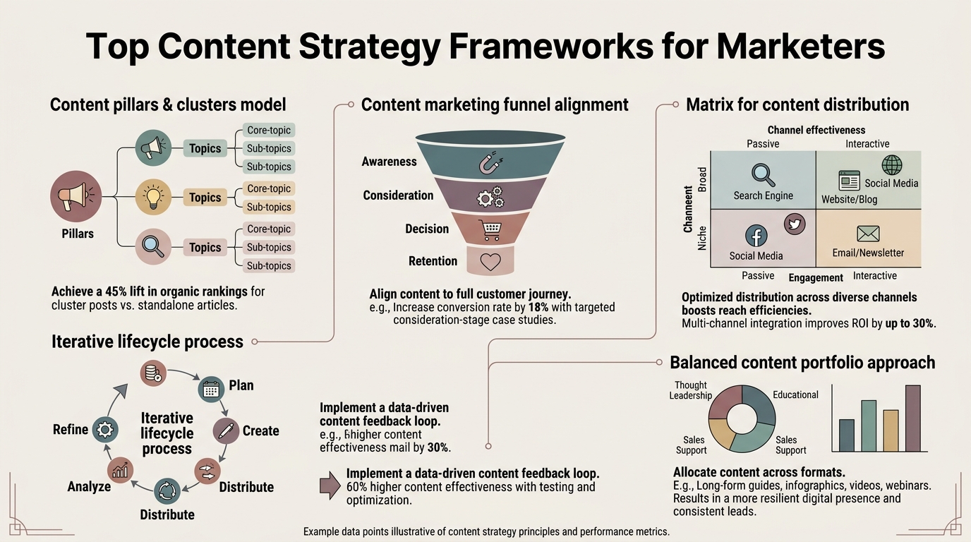 Top Content Strategy Frameworks for Marketers infographic