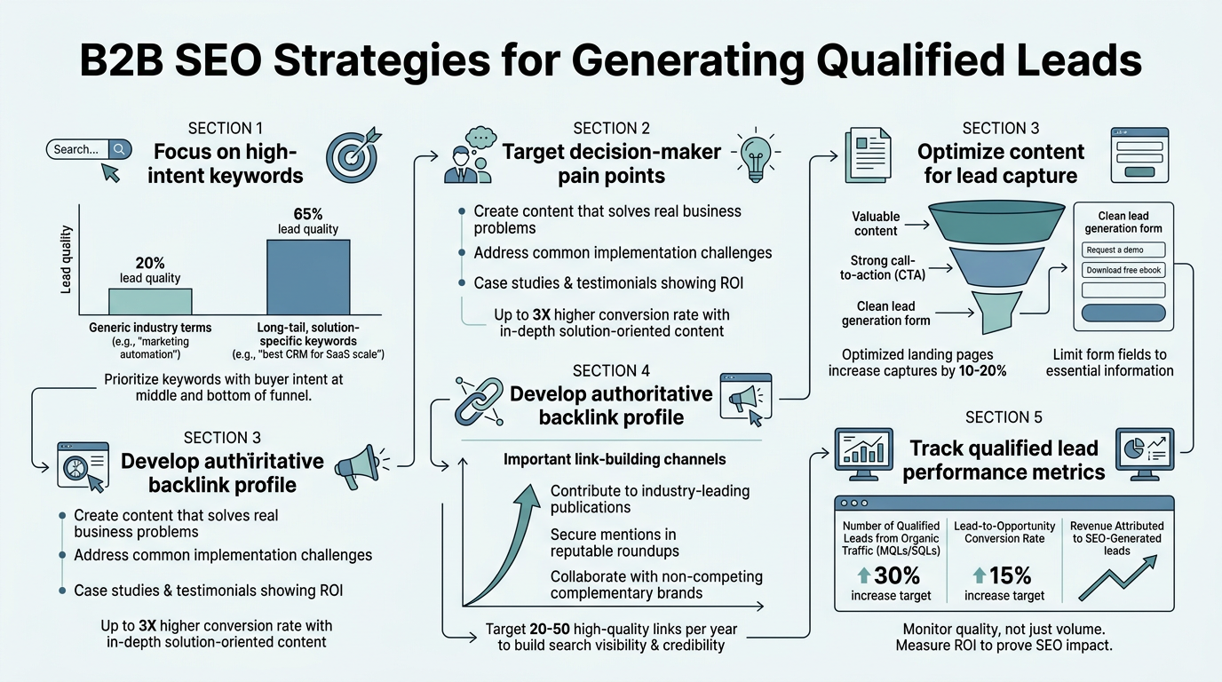 B2B SEO Strategies for Generating Qualified Leads infographic