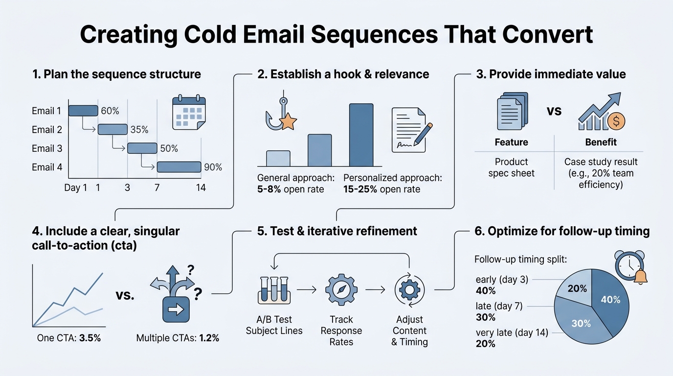 Creating Cold Email Sequences That Convert infographic