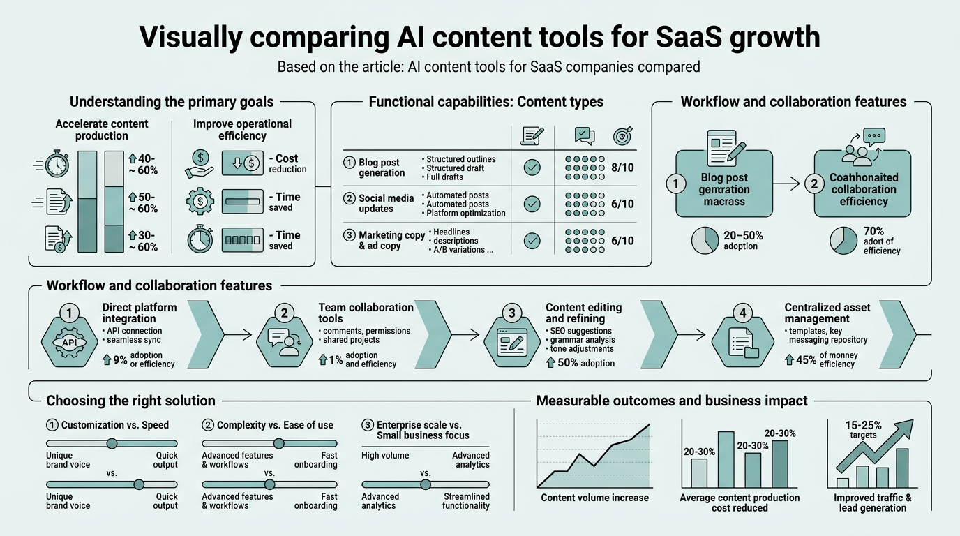 AI Content Tools for SaaS Companies Compared infographic