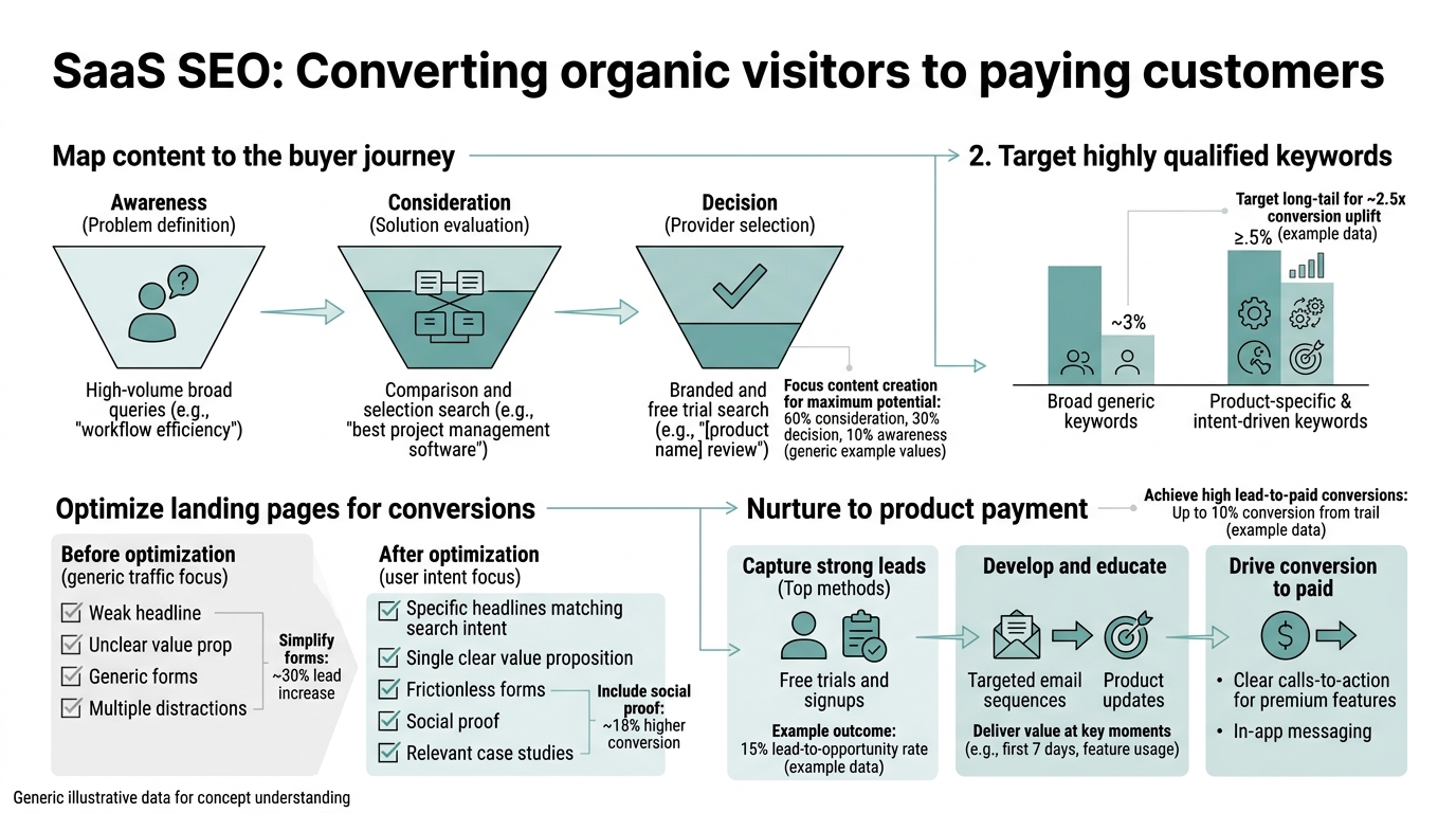 SaaS SEO: Converting Organic Visitors to Paying Customers infographic