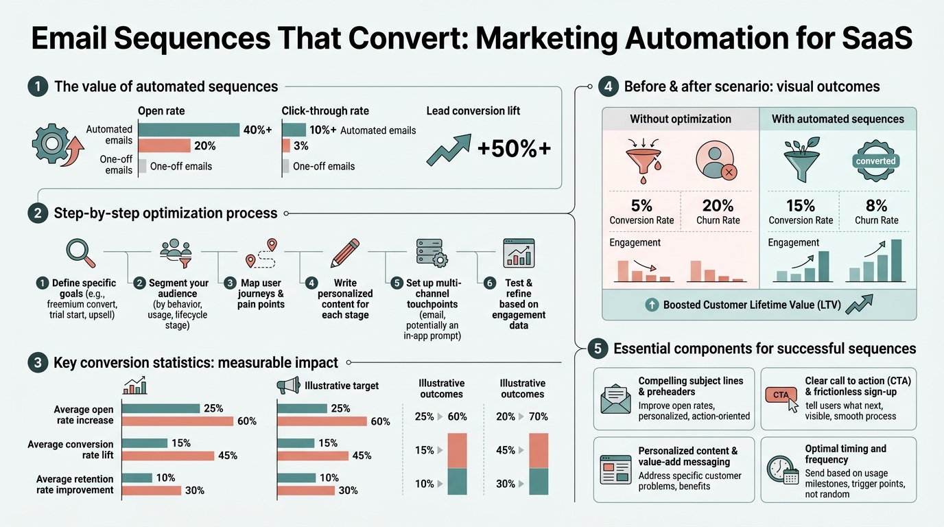 Email Sequences That Convert: Marketing Automation for SaaS infographic