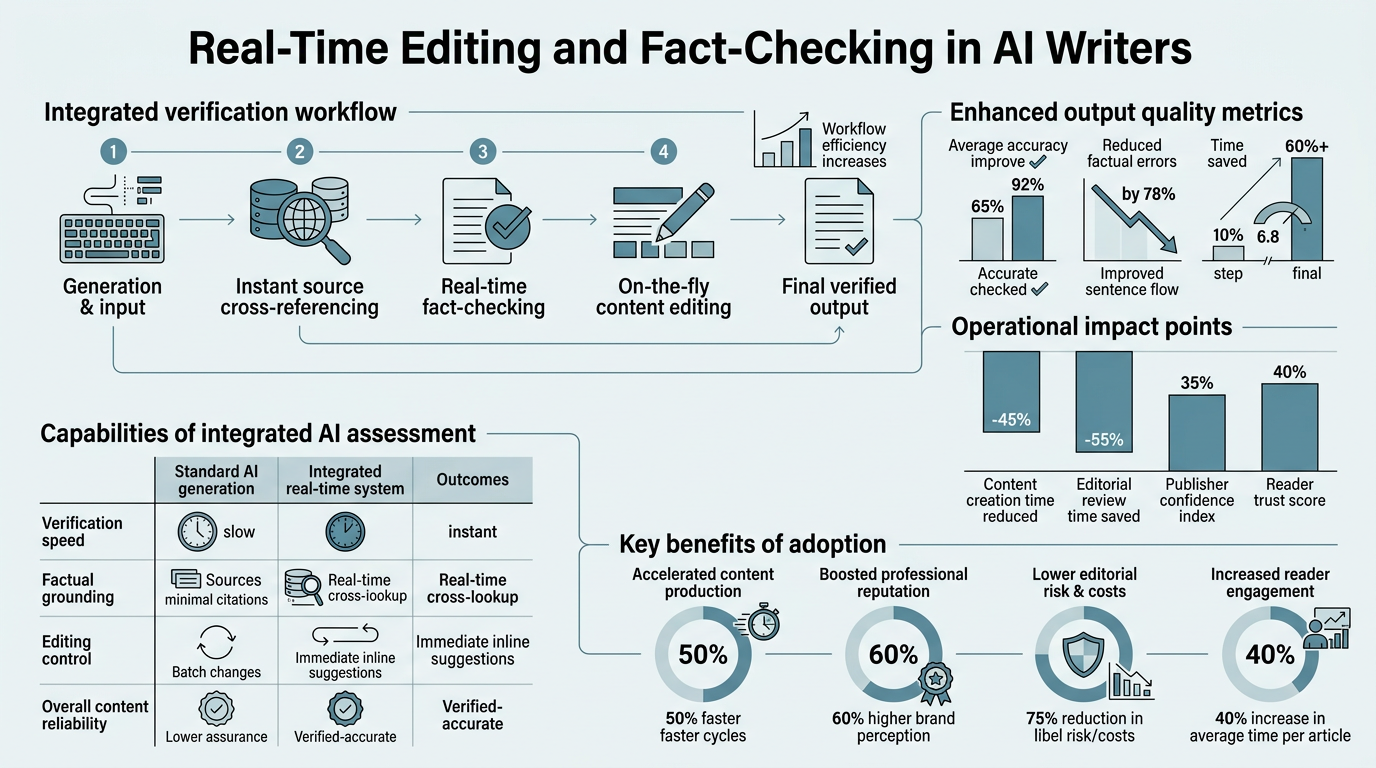 Real-Time Editing and Fact-Checking in AI Writers infographic