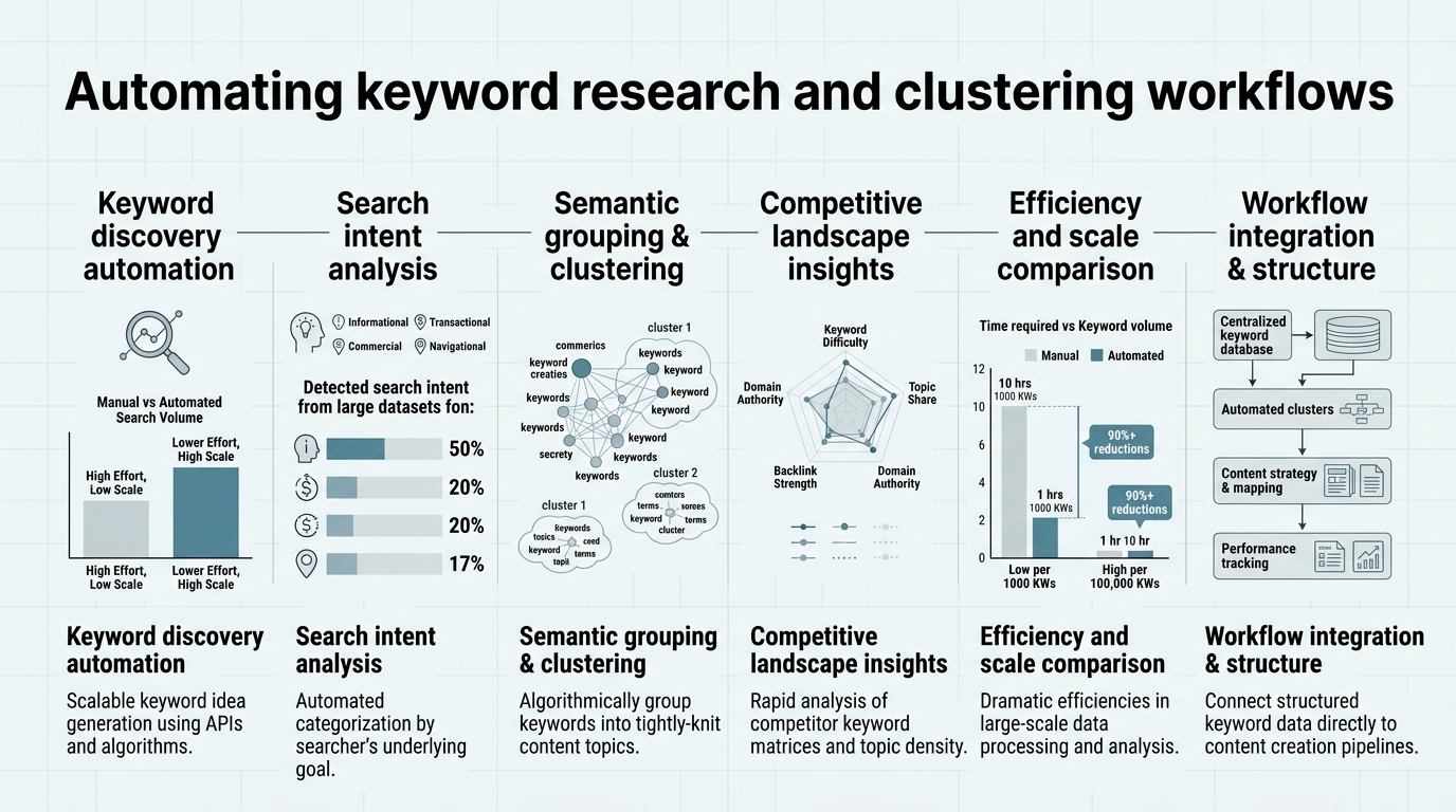 Automating Keyword Research and Clustering Workflows infographic