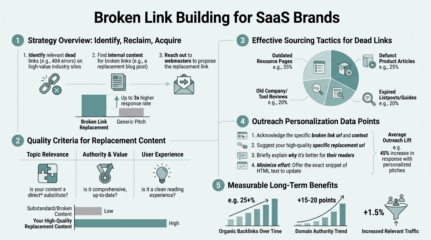 Broken Link Building for SaaS Brands infographic
