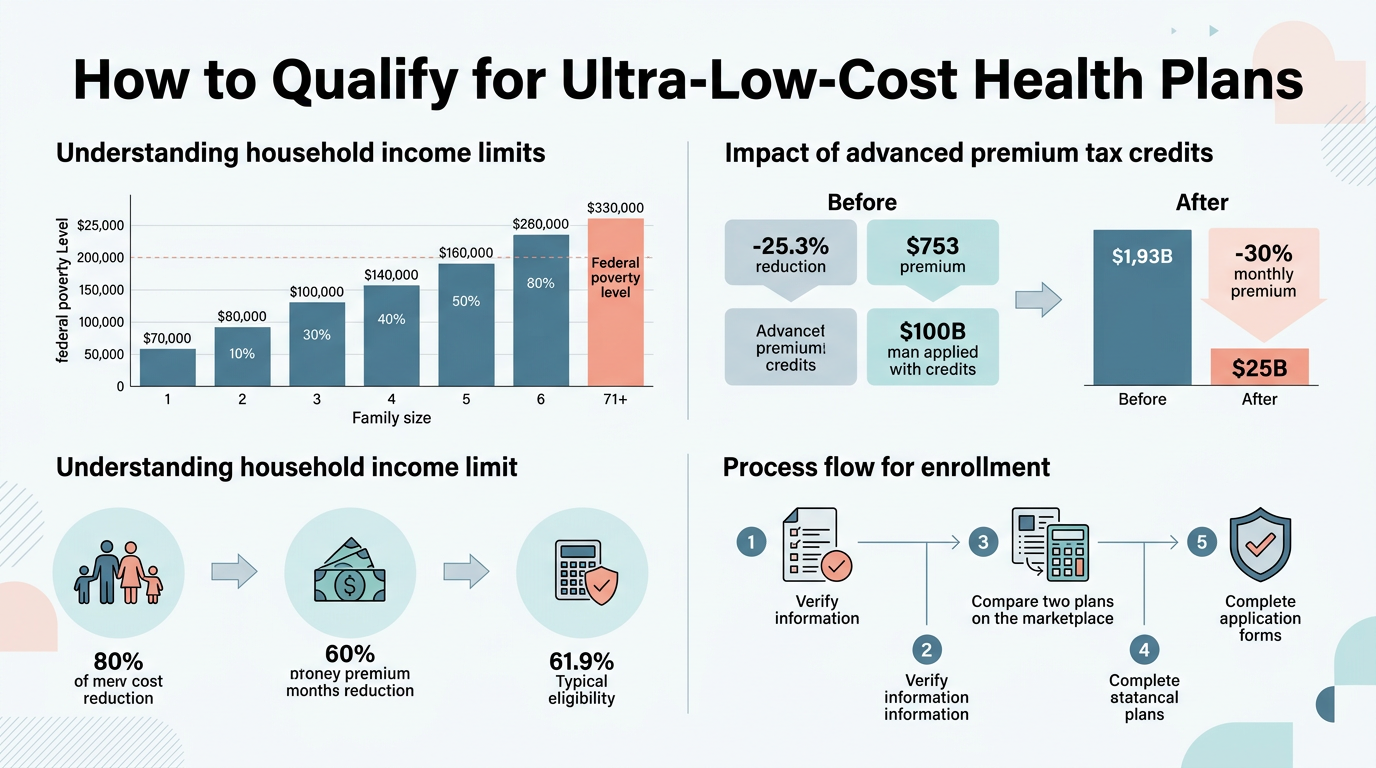 How to Qualify for Ultra-Low-Cost Health Plans infographic