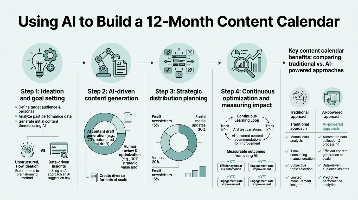Using AI to Build a 12-Month Content Calendar infographic