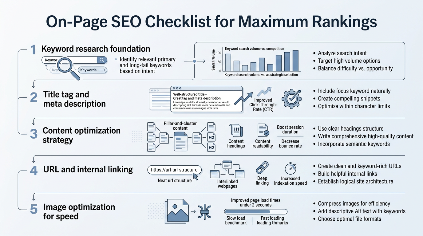 On-Page SEO Checklist for Maximum Rankings infographic
