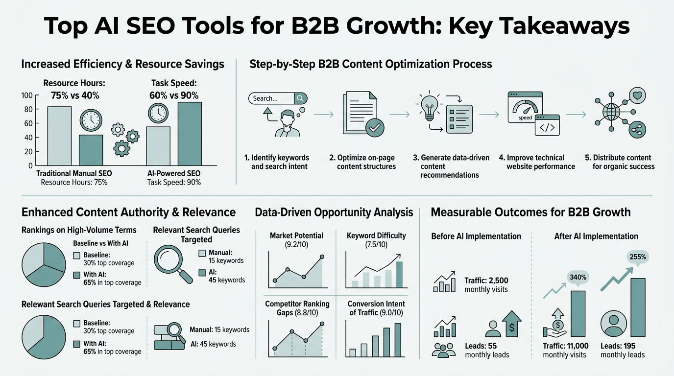 Top AI SEO Tools for B2B Growth infographic