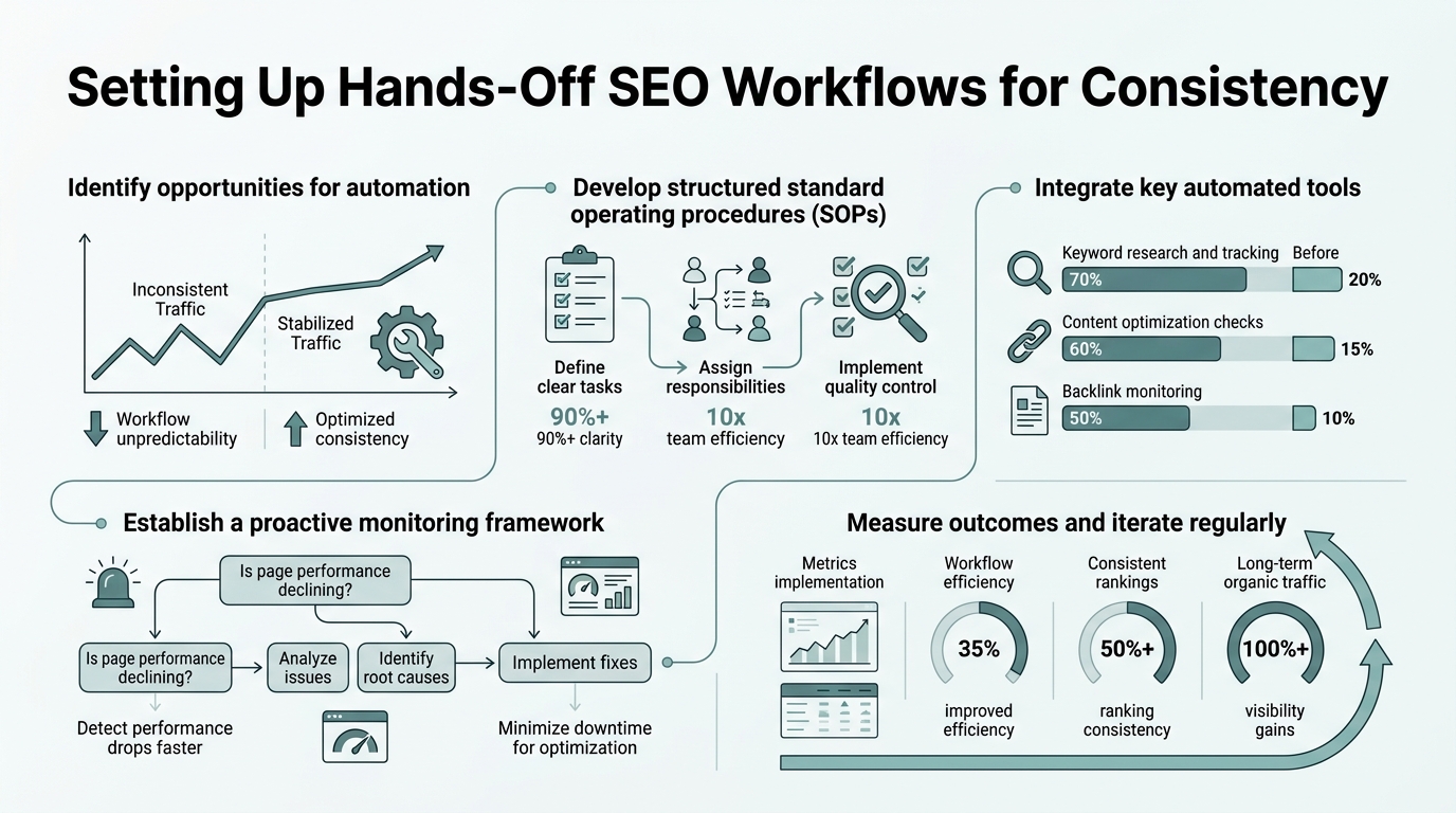 Setting Up Hands-Off SEO Workflows for Consistency infographic