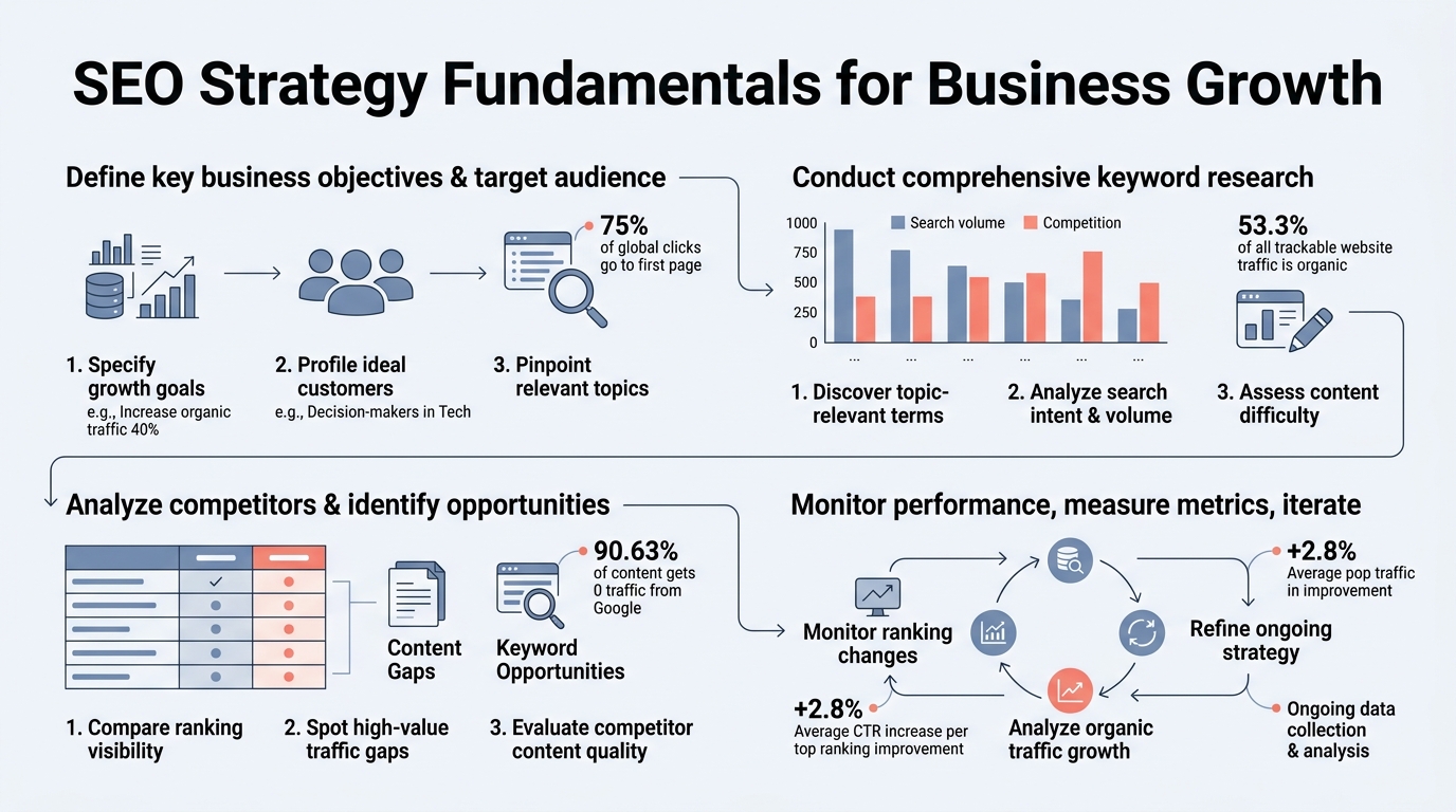 SEO Strategy Fundamentals for Business Growth infographic