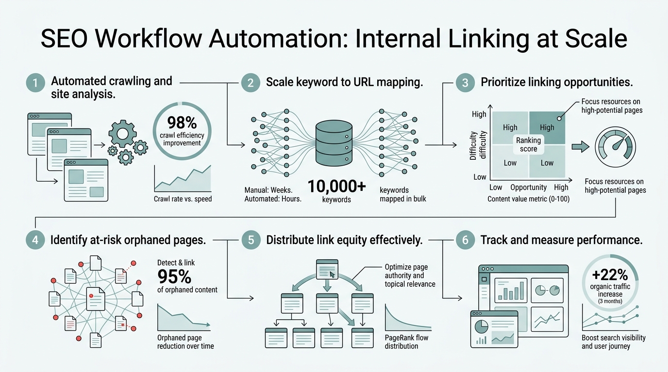 SEO Workflow Automation: Internal Linking at Scale infographic