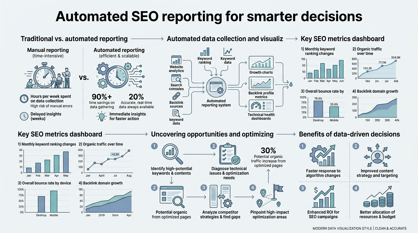 Automated SEO Reporting for Smarter Decisions infographic