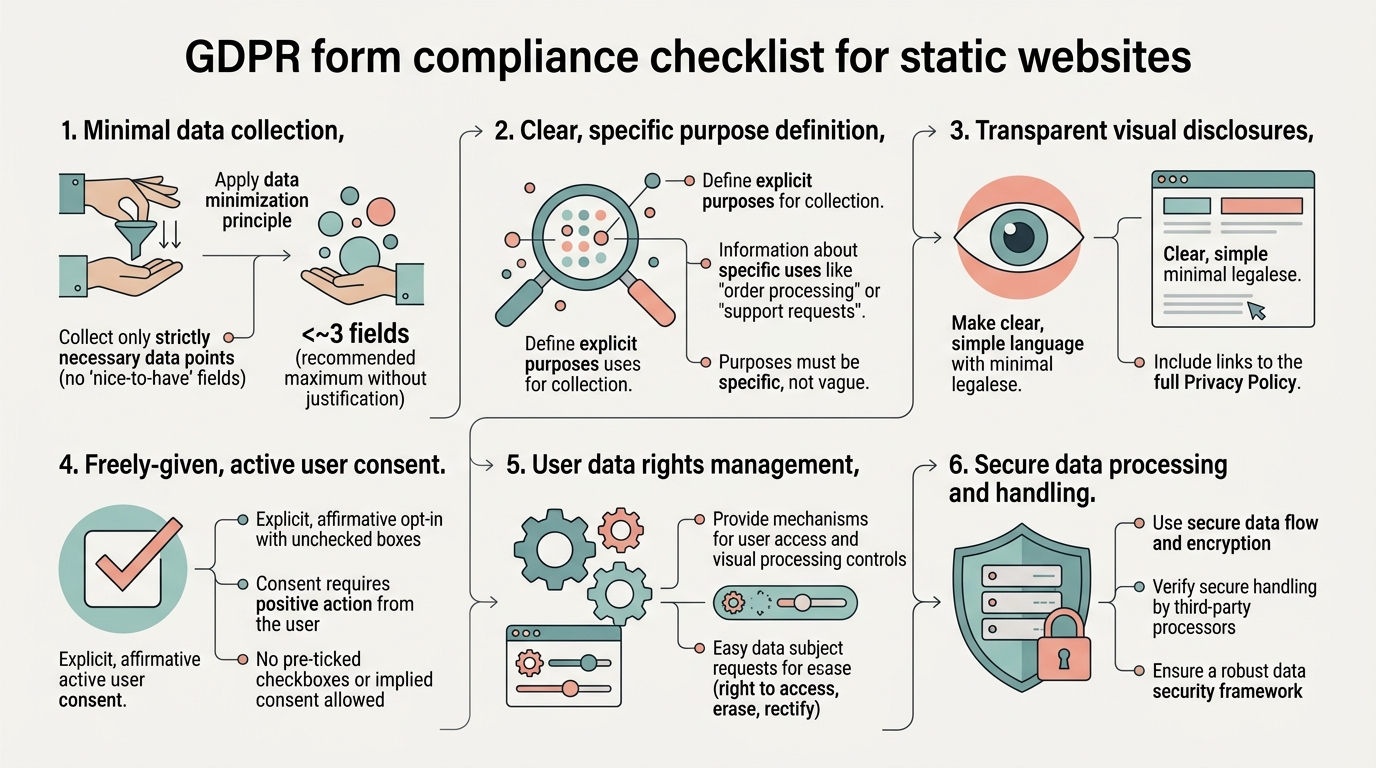 GDPR Form Compliance Checklist for Static Websites infographic