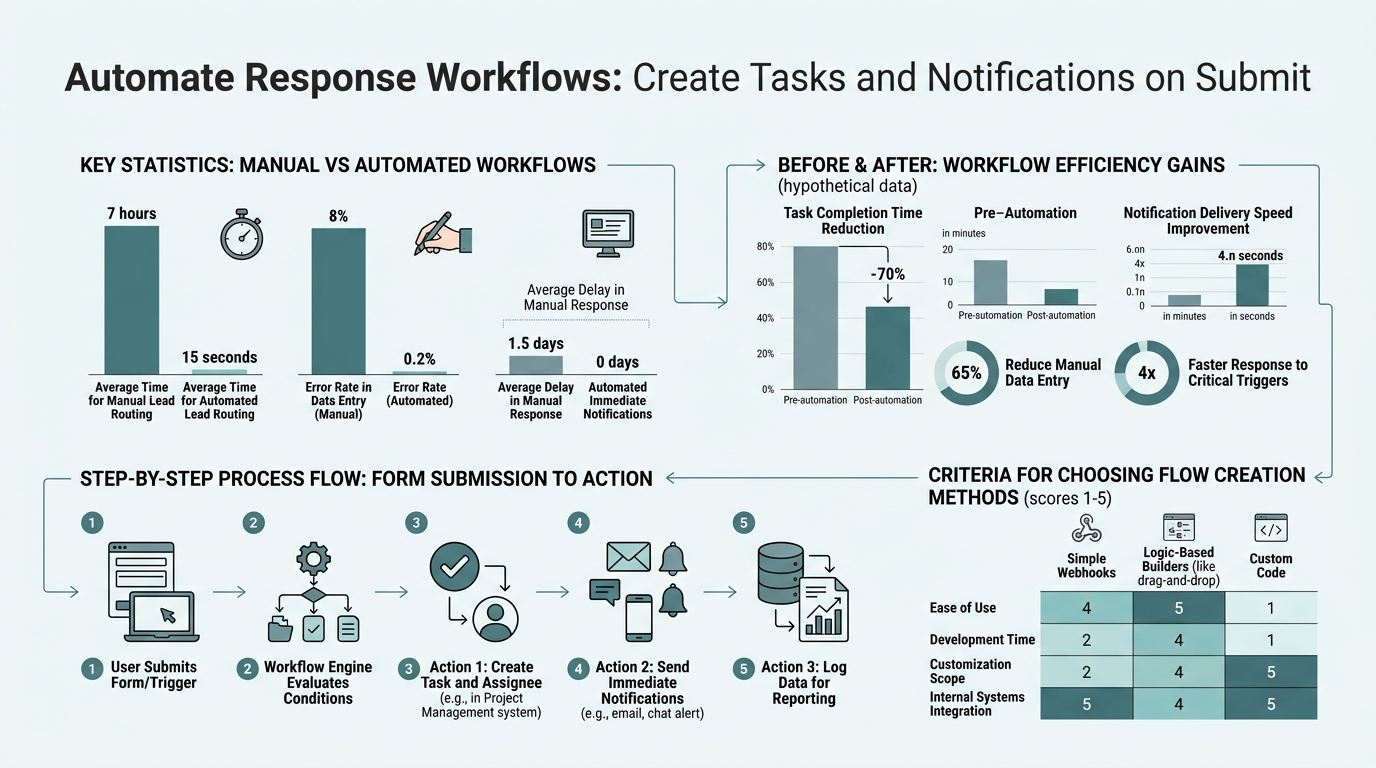 Automate Response Workflows: Create Tasks and Notifications on Submit infographic