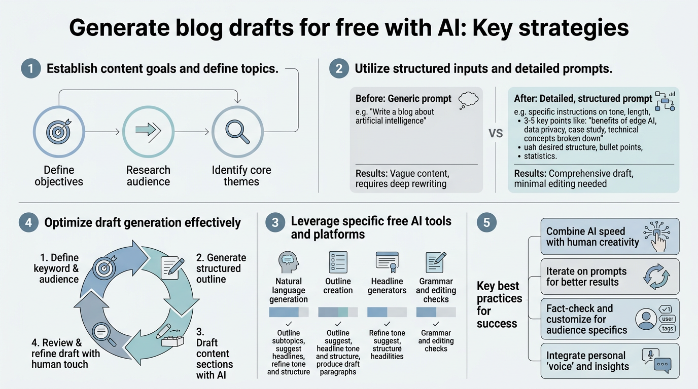Generate Blog Drafts for Free with AI infographic