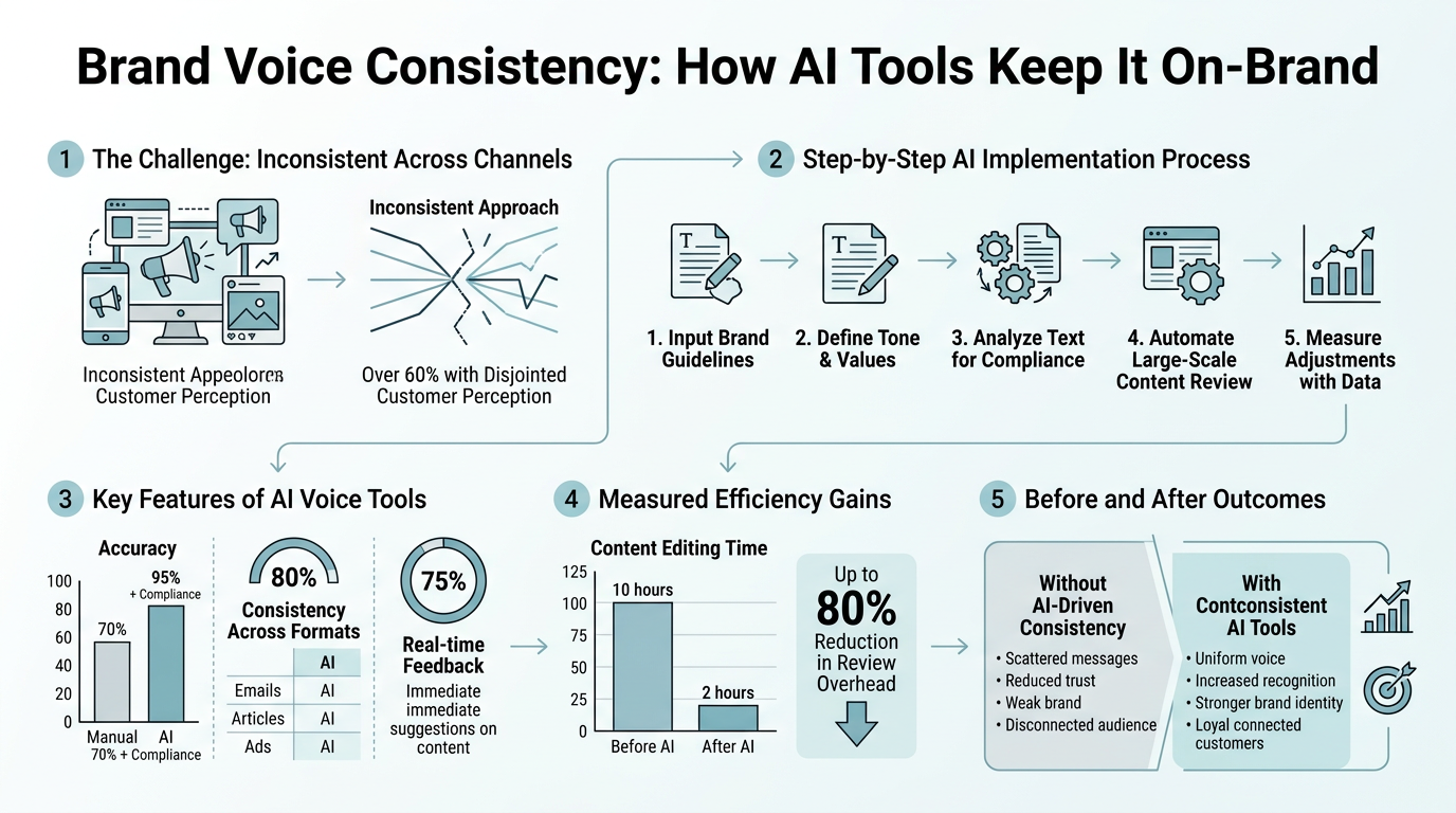 Brand Voice Consistency: How AI Tools Keep It On-Brand infographic