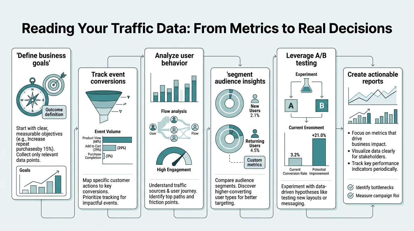 Reading Your Traffic Data: From GA4 to Real Decisions infographic