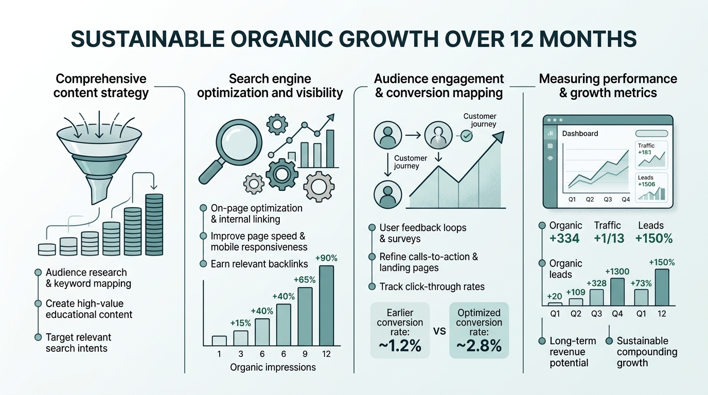 Sustainable Organic Growth Over 12 Months infographic