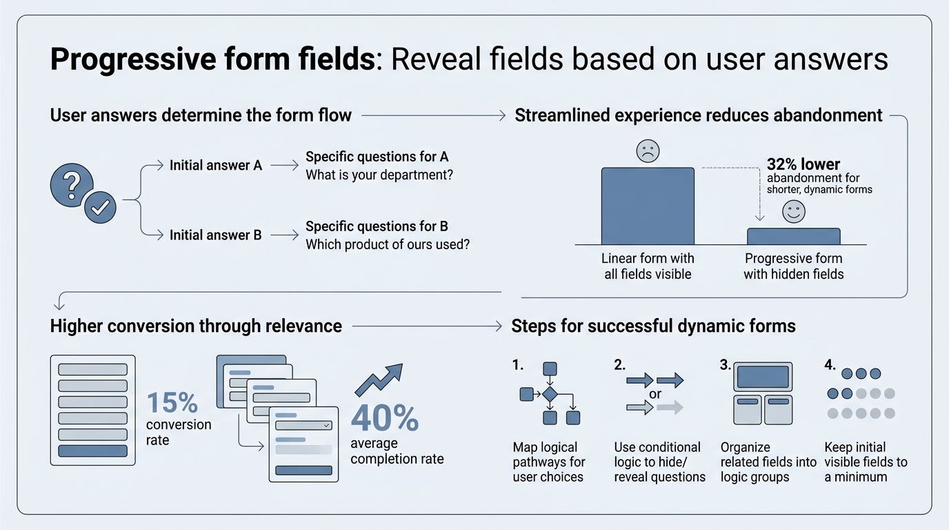 Progressive Form Fields: Reveal Fields Based on User Answers infographic