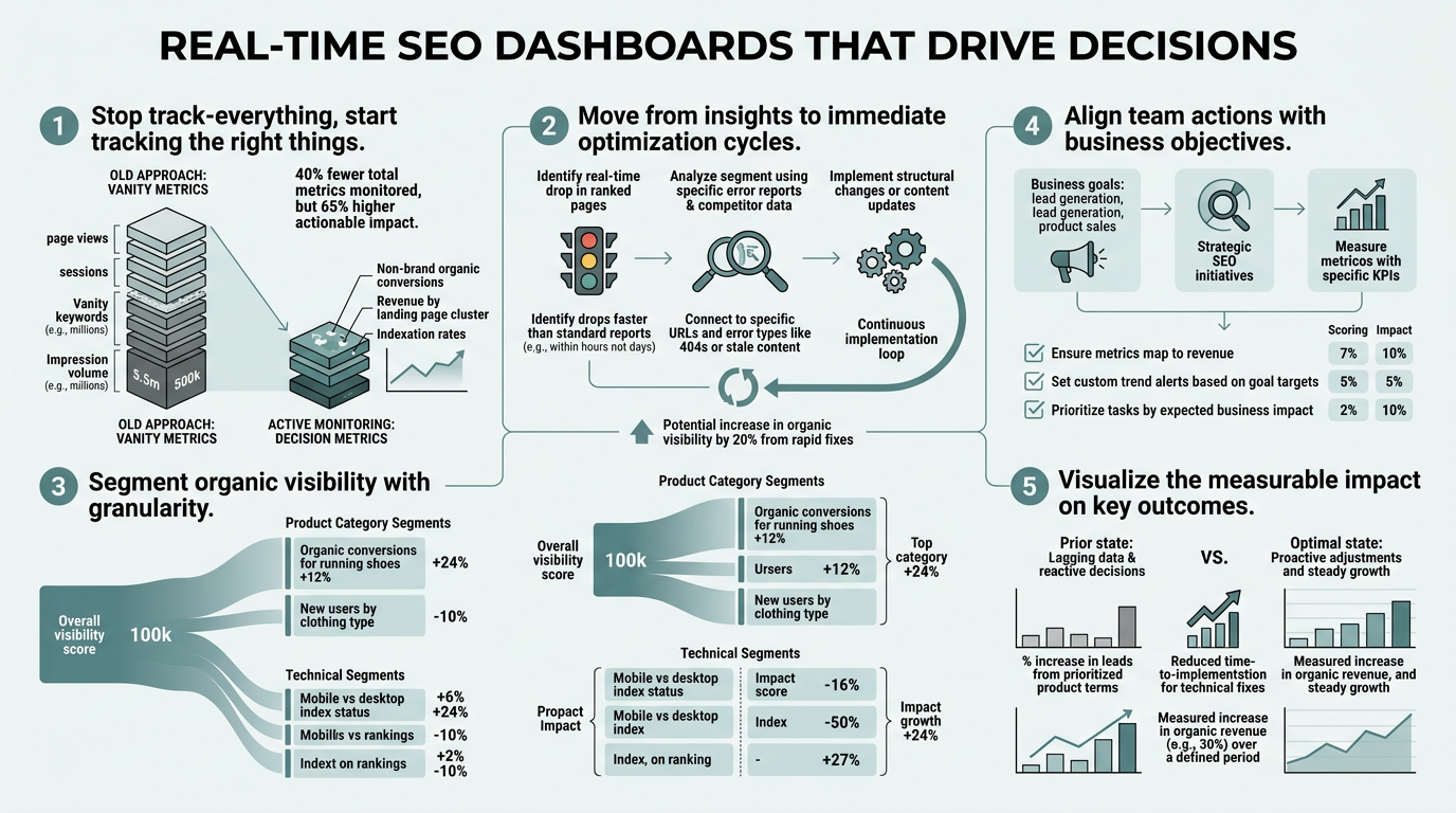 Real-Time SEO Dashboards That Actually Drive Decisions infographic