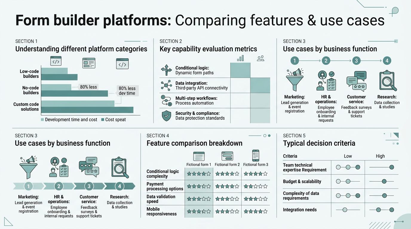 Form Builder Platforms Compared: Features & Use Cases infographic