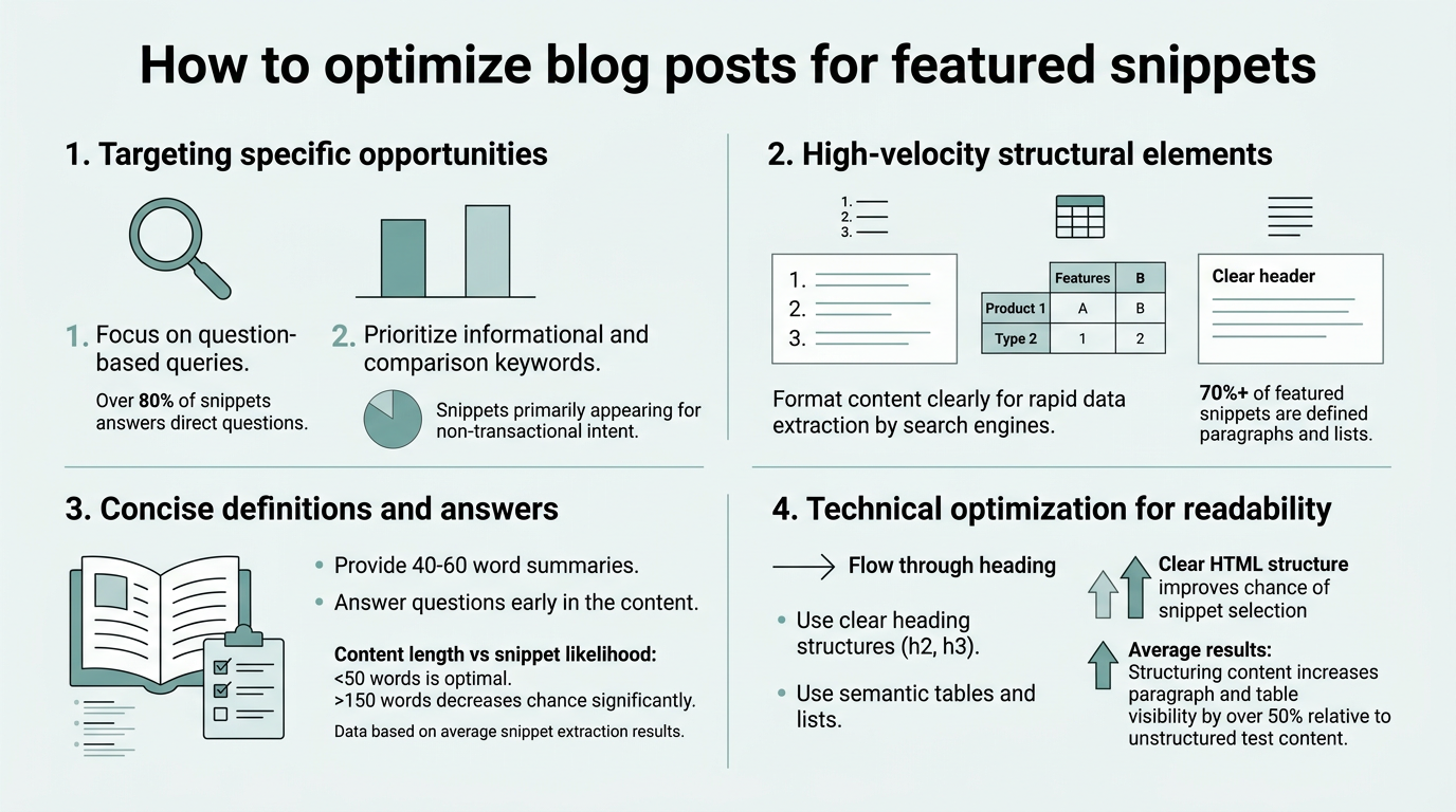 How to Optimize Blog Posts for Featured Snippets infographic